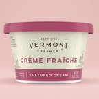 Vermont Creamery Crème Fraîche with a blush-pink background